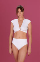 Angie - Bas de maillot de bain taille haute blanc