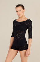 djoy - Black lace lycra 3/4 sleeves top