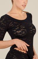 djoy - Black lace lycra 3/4 sleeves top