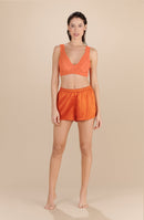 CALY - Short en soie stretch paprika