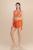 CALY - Short en soie stretch paprika