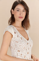 ilyes - Ecru lace top with sleeves