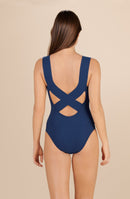 swimsuit one-piece swimsuit with cross-over back at night