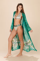 caissy Long kimono ample en voile imprimé PRIMAVERA