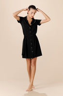 clemy Black terry shirt dress