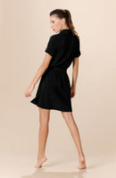 clemy Black terry shirt dress