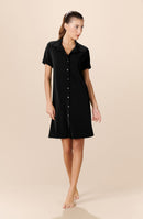 clemy Black terry shirt dress