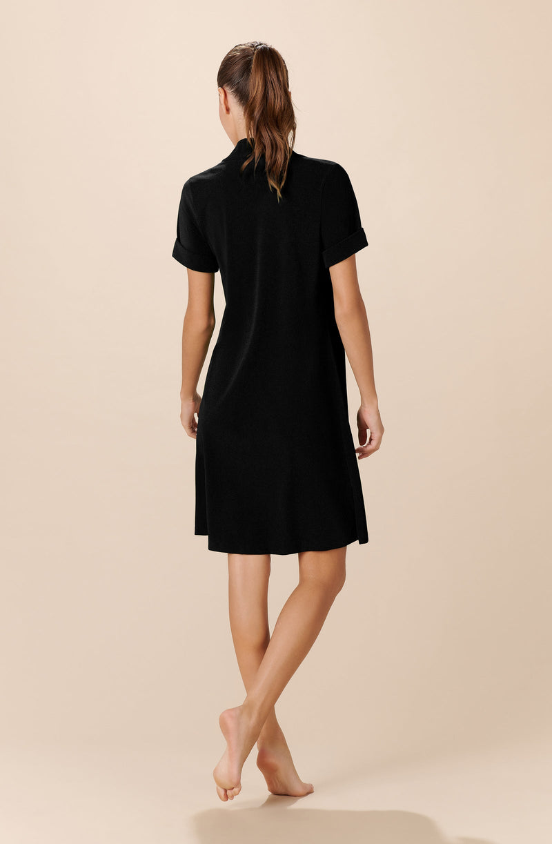 clemy Black terry shirt dress