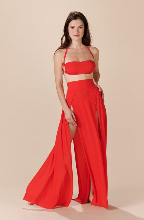 jax Long slit skirt red