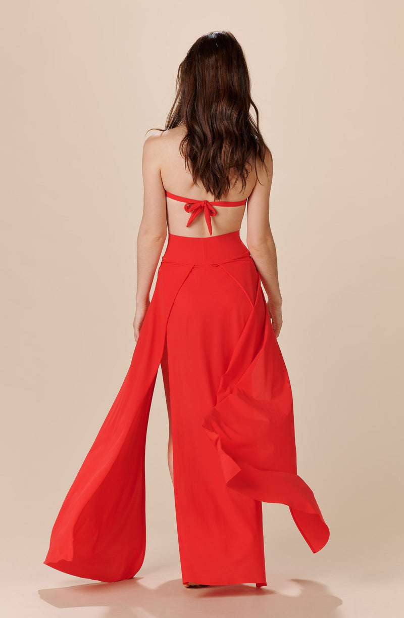 jax Long slit skirt red