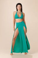 jax Long slit skirt green