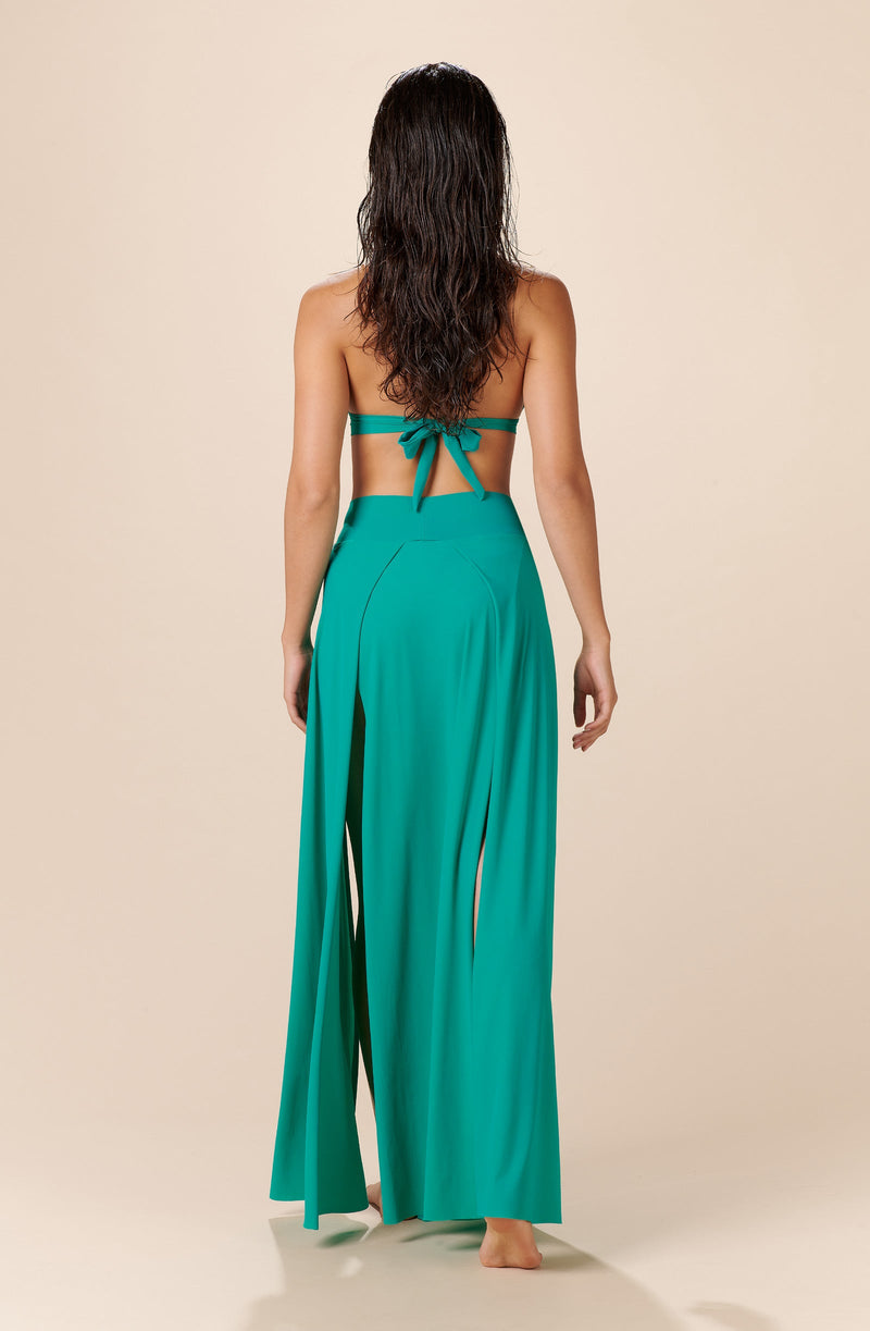 jax Long slit skirt green