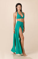 jax Long slit skirt green