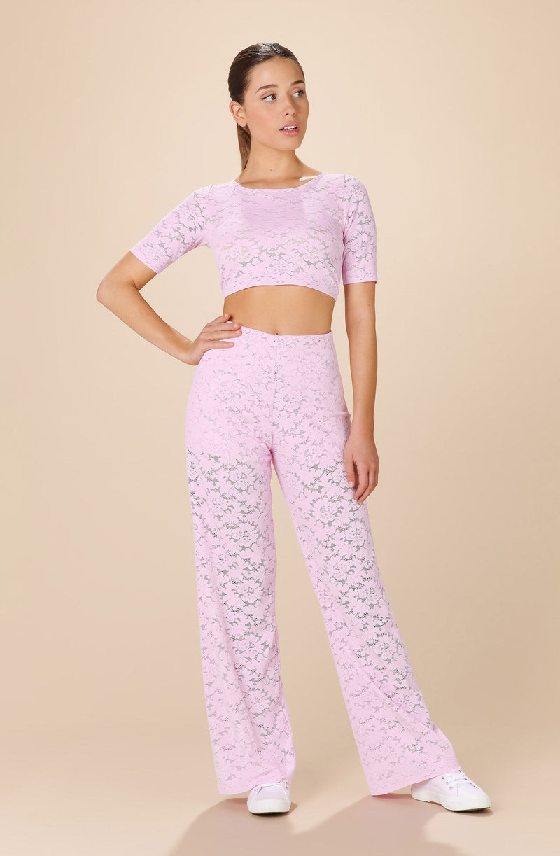 kalliope Crop-top dos nu en dentelle pink