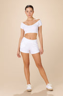 oksana terry boat neck crop-top blanc