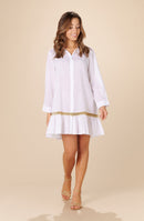 opia Robe chemise blanche à détail macramé