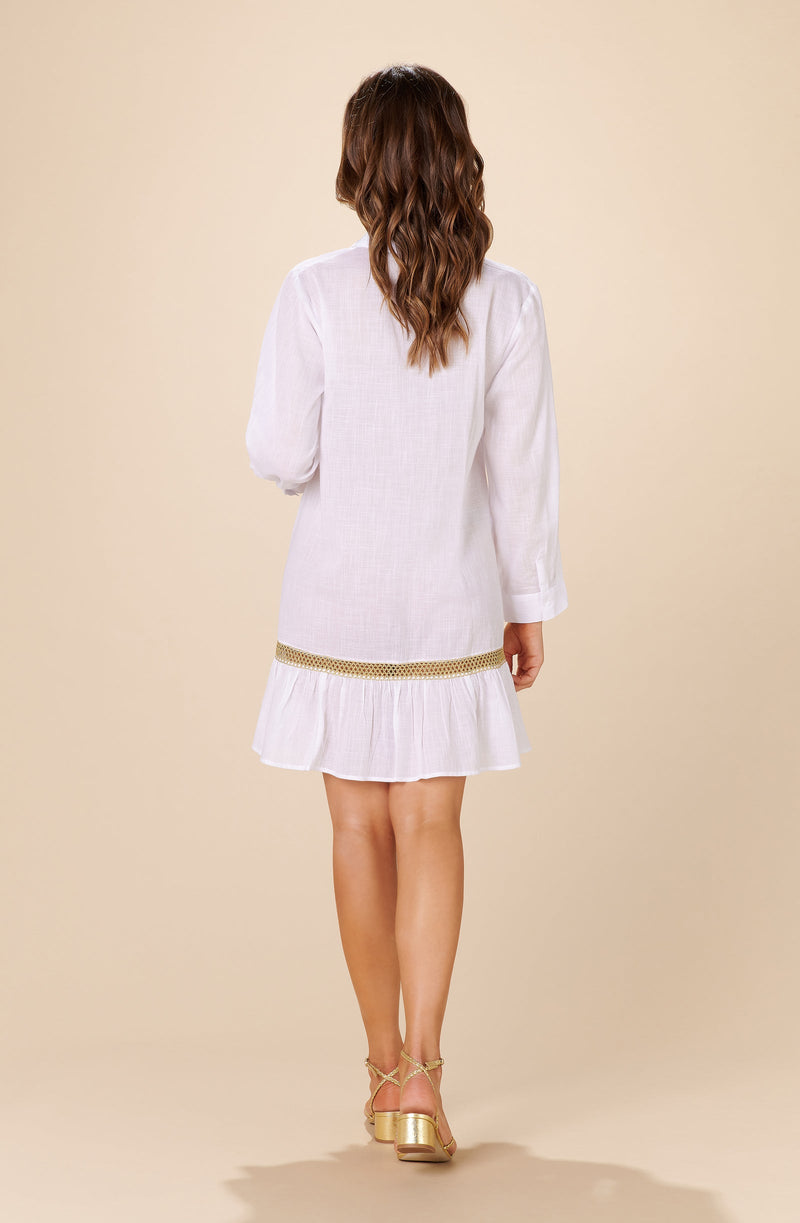 opia Robe chemise blanche à détail macramé