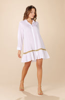 opia White shirt dress with macramé detail