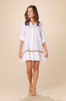 opia Robe chemise blanche à détail macramé