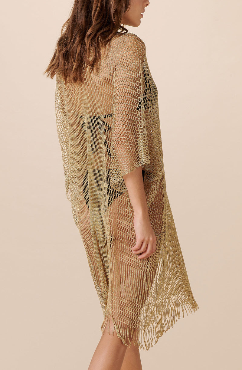 piebald Caftan in gold mesh