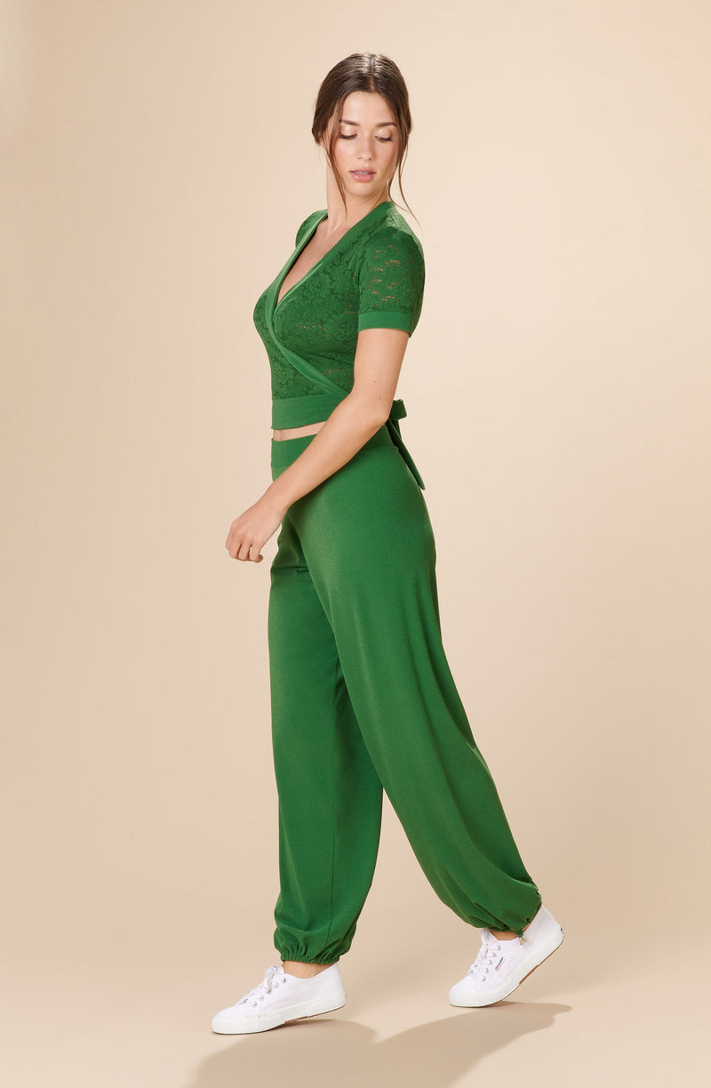 piter High-waisted terry pants olive green