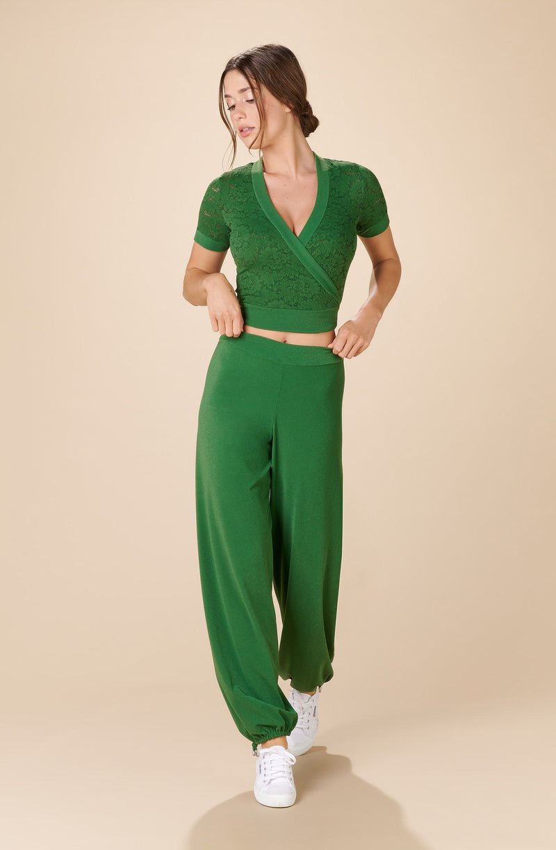 piter High-waisted terry pants olive green