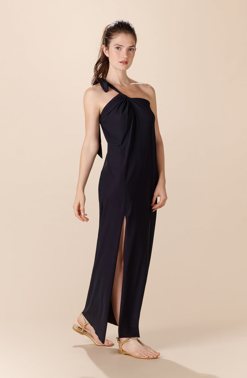 rina Robe longue asymétrique noire