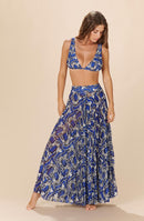 sunny GOTCHA printed fishnet semi-sheer long skirt