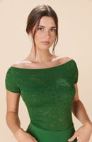 tamara Olive green boat-neck top