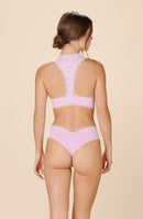 tanais Tanga in lace and bonded pink