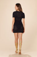 thecla Black terry V-neck lace dress