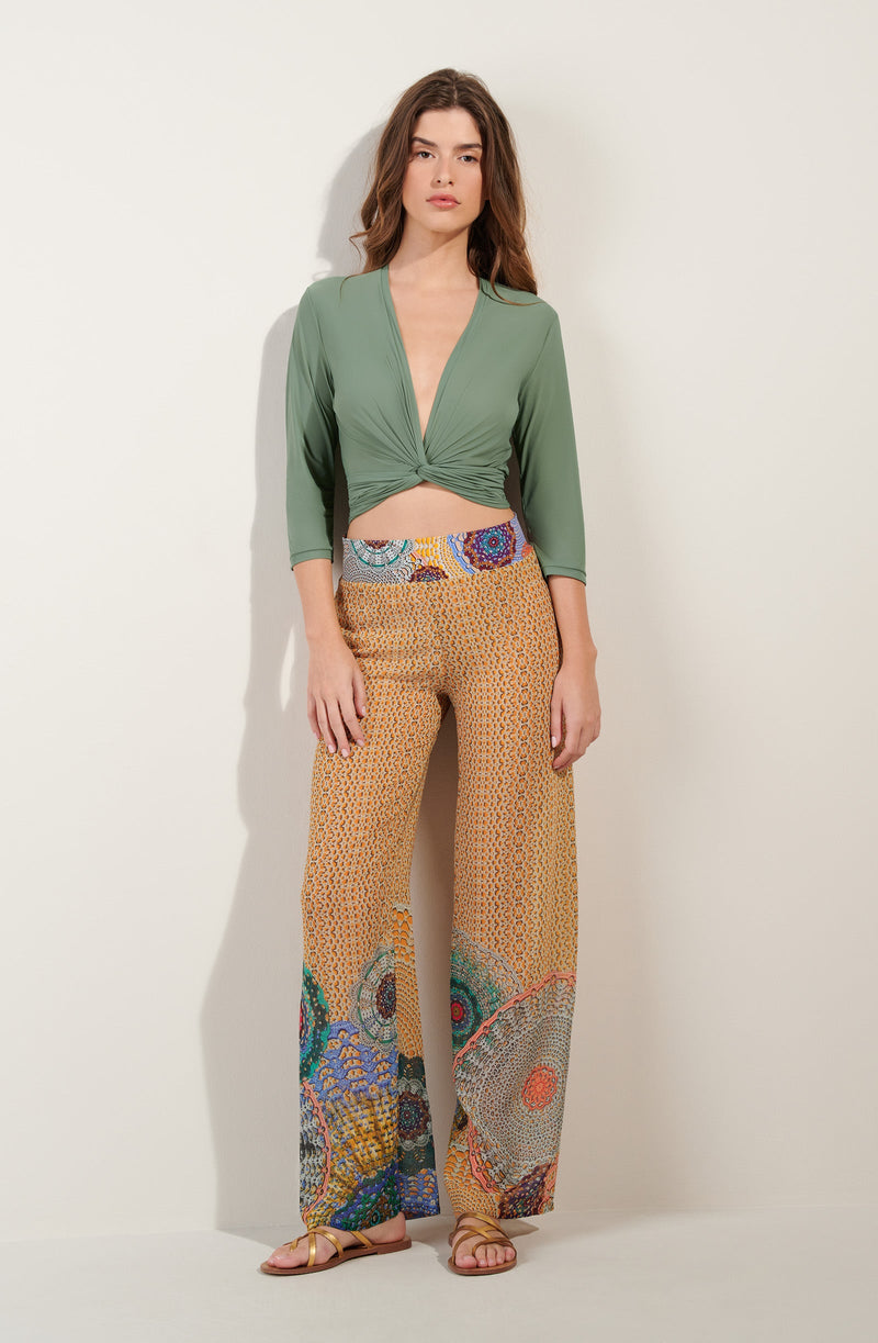 assia Wide-leg pants in GIPSY print voile