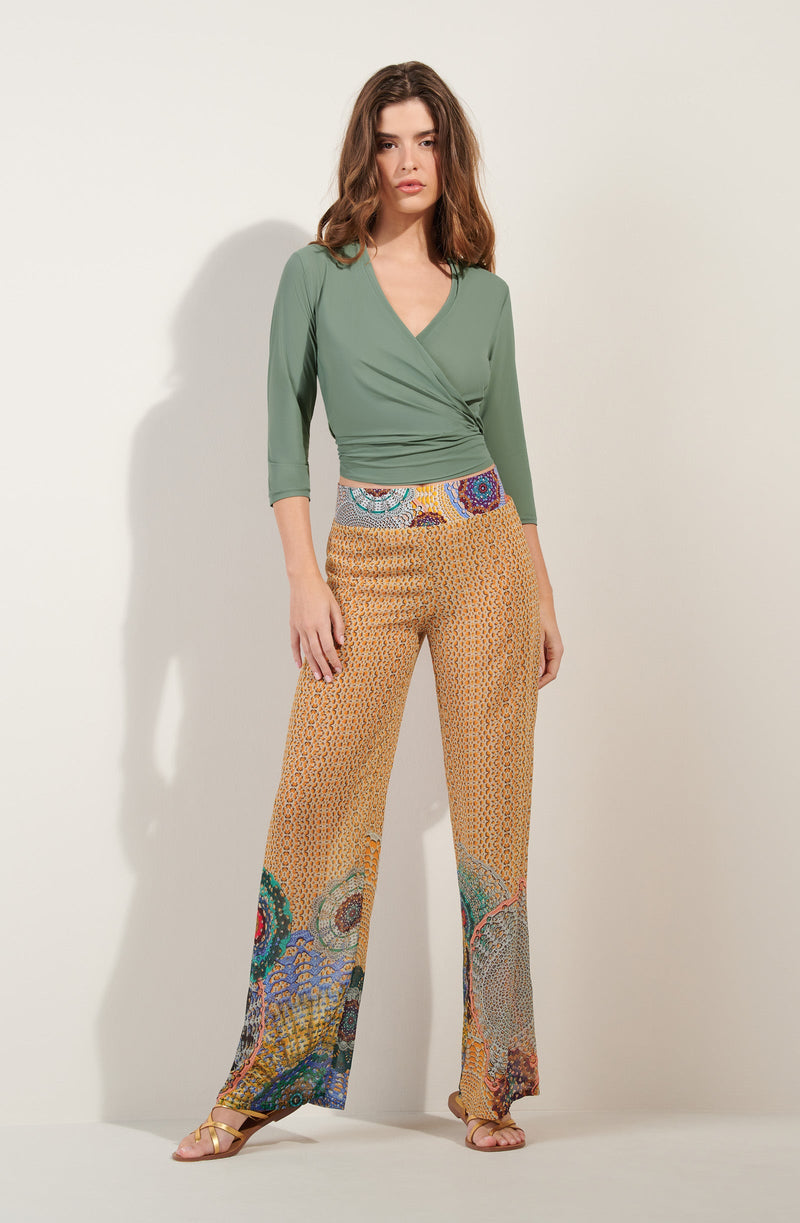 assia Pantalon large en voile imprimé GIPSY