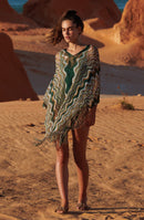 bay Semi-sheer ZIG-ZAG printed poncho