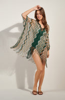 bay Semi-sheer ZIG-ZAG printed poncho