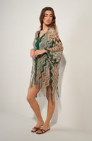 bay Semi-sheer ZIG-ZAG printed poncho