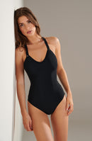 belli swimsuit black one-piece swimsuit with cross-over straps