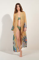 caissy Long loose kimono in printed voile GIPSY