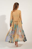 caissy Long loose kimono in printed voile GIPSY