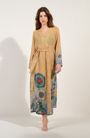 caissy Long loose kimono in printed voile GIPSY