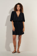 docci Black flared dress with full sleeves