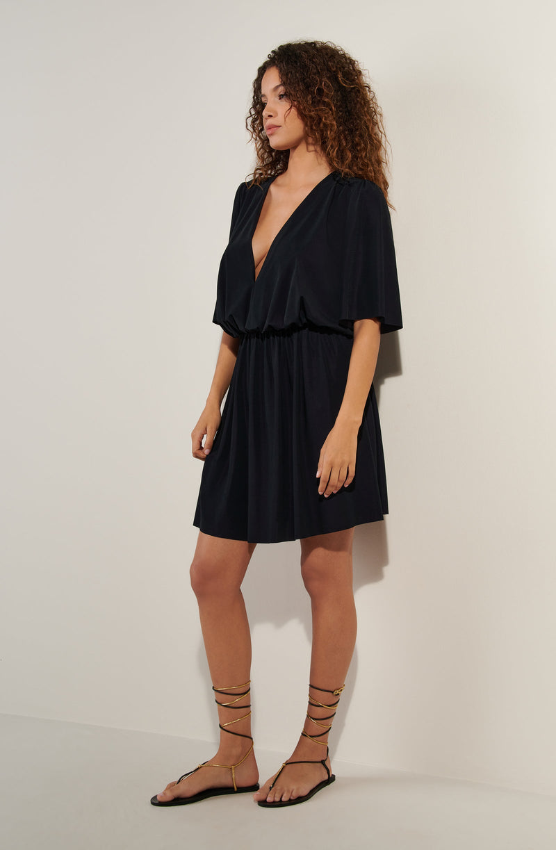 docci Black flared dress with full sleeves