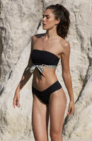 evry Top of swimsuit black bandeau bathing suit with removable scarf