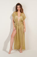 gilia Long Caftan in gold knitwear