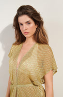 gilia Long Caftan in gold knitwear