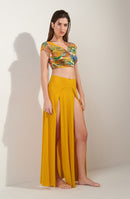 jax Ochre long slit skirt