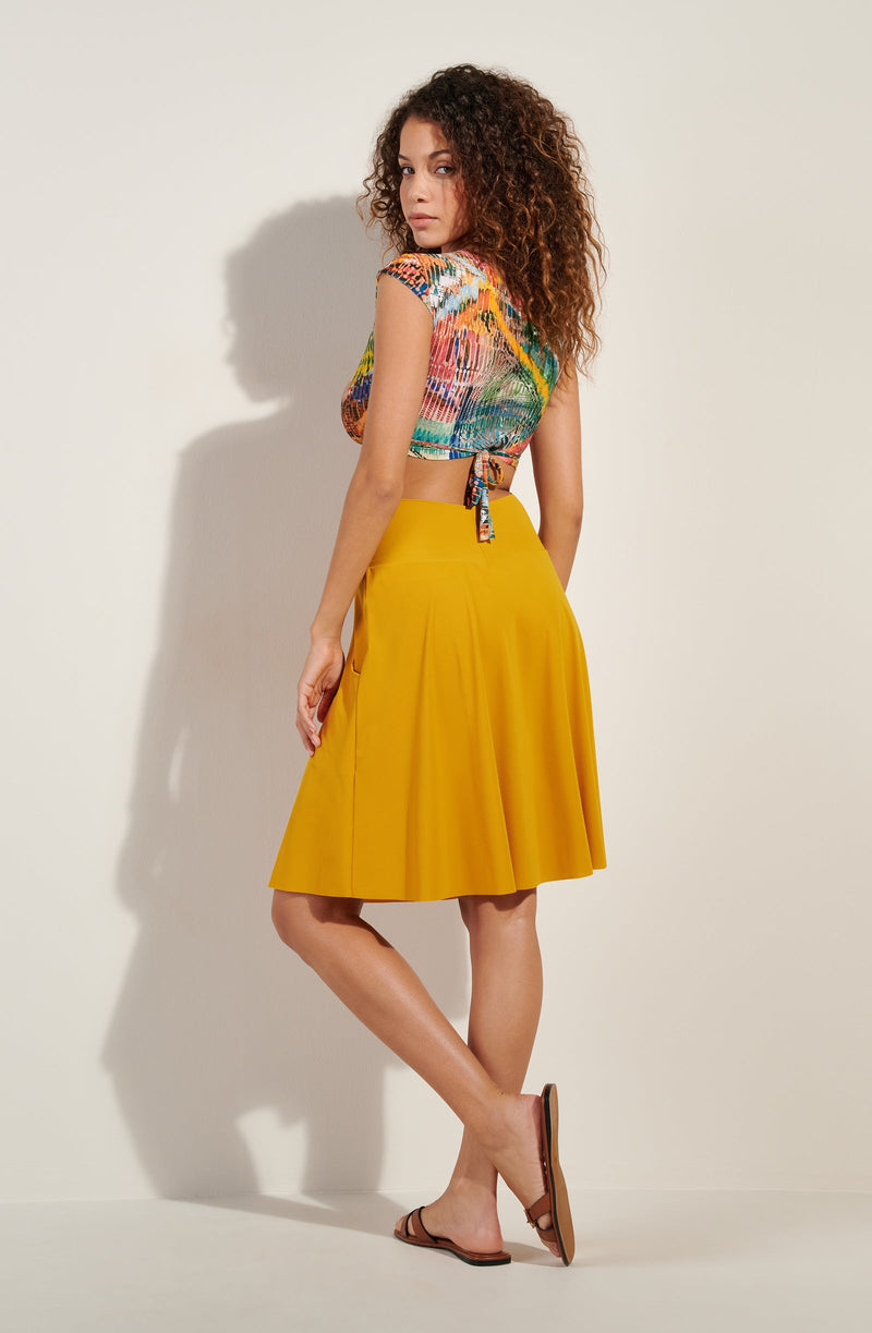 joely Ochre mid-length skirt