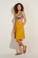 joely Ochre mid-length skirt