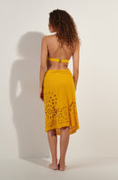 keya Long ochre sarong with rosette pattern