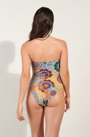 mao swimsuit one-piece swimwear bandeau knotted print GIPSY